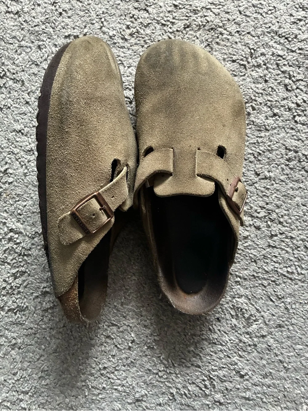 Men's Suede Slip-On Clog with Buckle in Tan